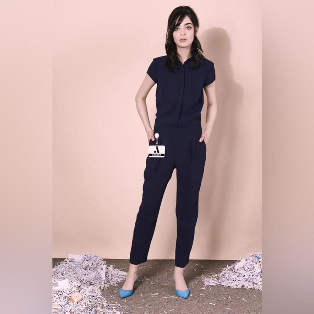 Argent Chic Women's Black Jumpsuit size 4 straight leg work or casual